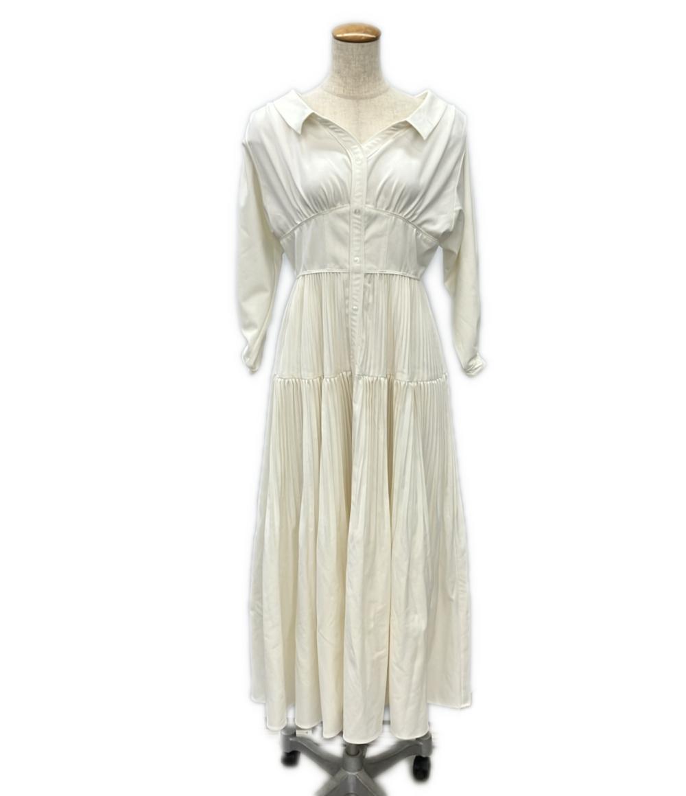 美品 Her lip to 長袖ワンピース タグ付き Pleated Open Shirt Dress