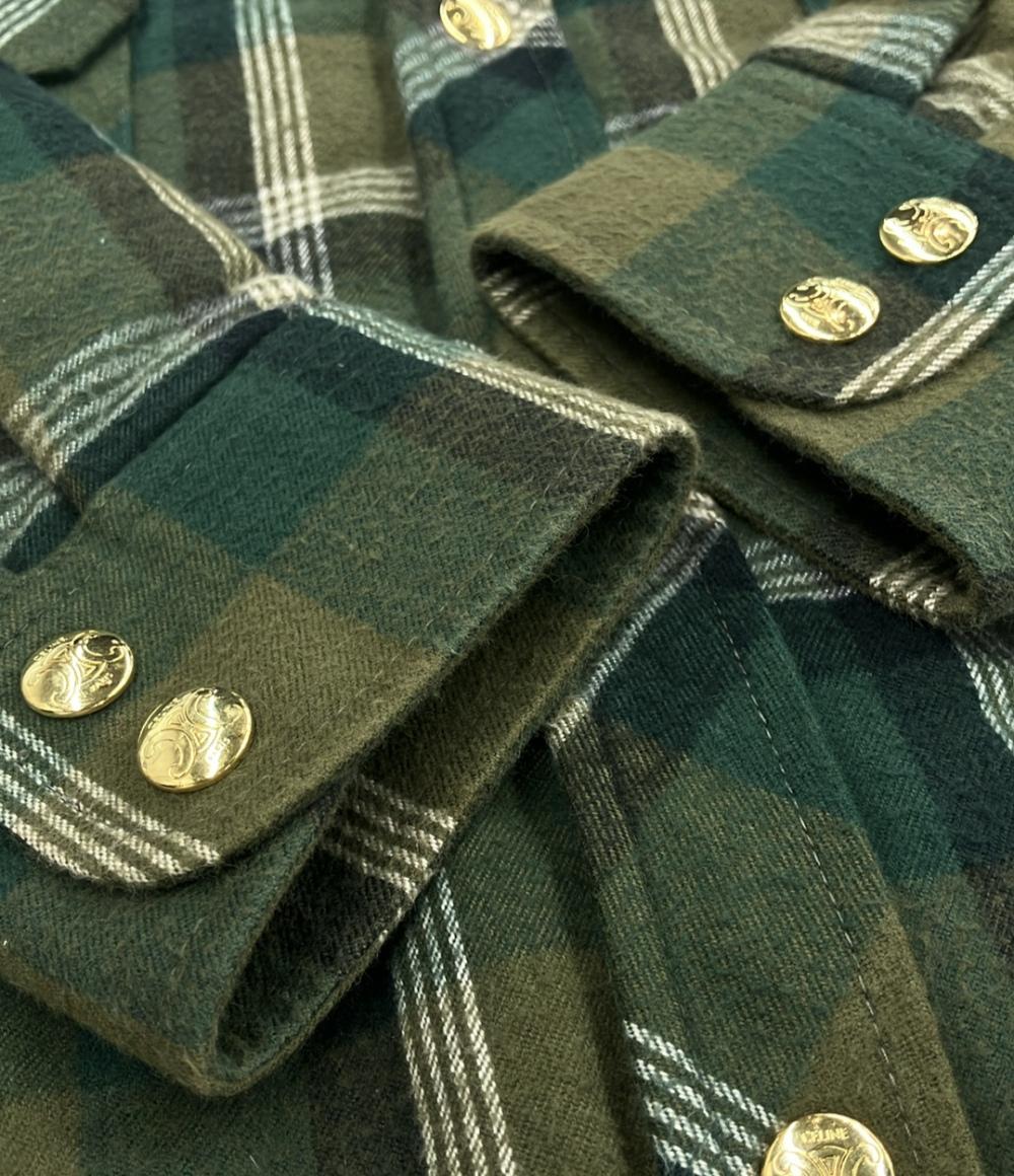 セリーヌ チェックオーバーサイズシャツジャケット 裏地キルティング 2W655150R メンズ SIZE 34 (S) CELINE