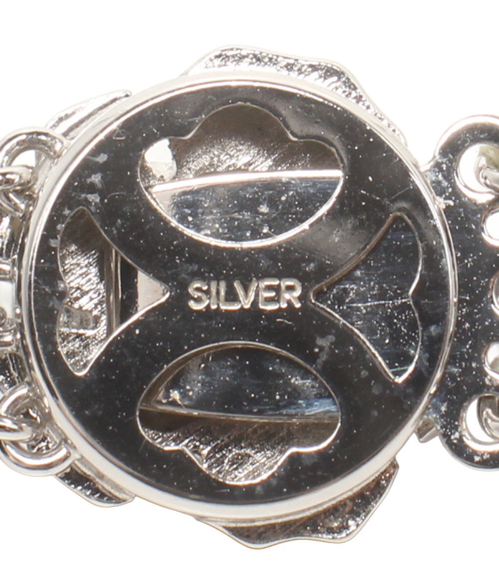 4連ネックレス SILVER 淡水パール ブラック レディース