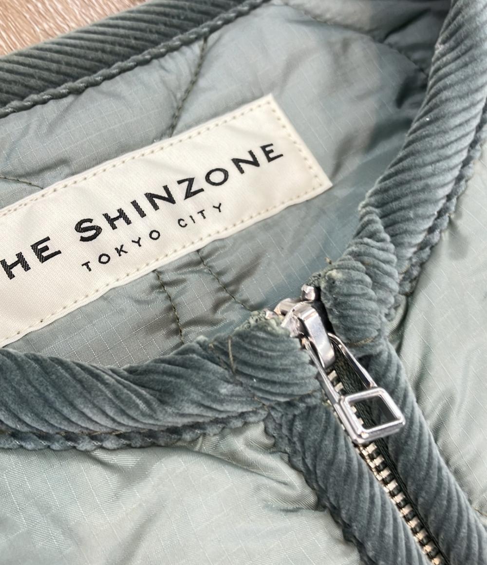 THE SHINZONE ノーカラーコート キルティング ブルーグリーン 21AW QUILTING COAT 21AMSC005 レディース SIZE F (M) ザ シンゾーン