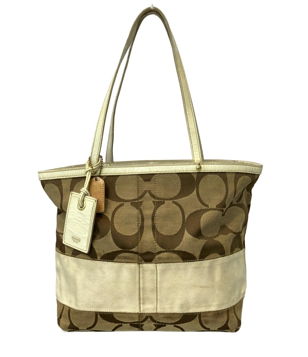 COACH トートバッグ　シグネチャー 美品】COACH コーチ シグネチャー レザー トートバッグ 肩がけ
