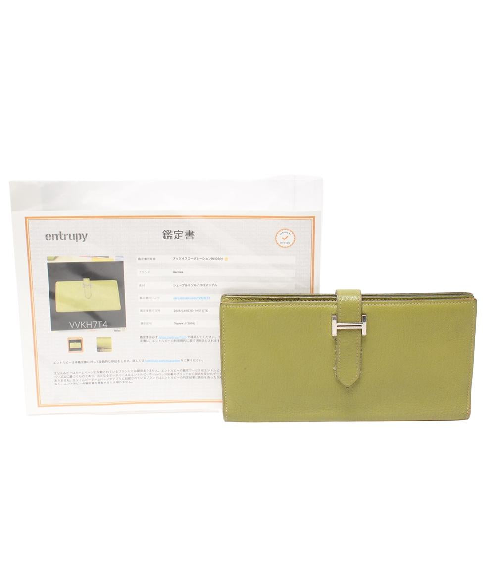 エルメス 長財布 □J刻印 シルバー金具 ベアン レディース HERMES