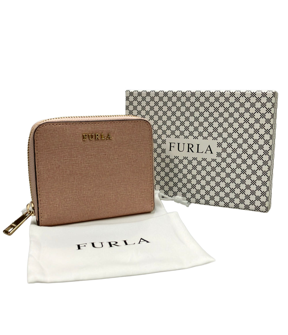 美品 Furla ラウンドファスナー二つ折り財布 レディース フルラ
