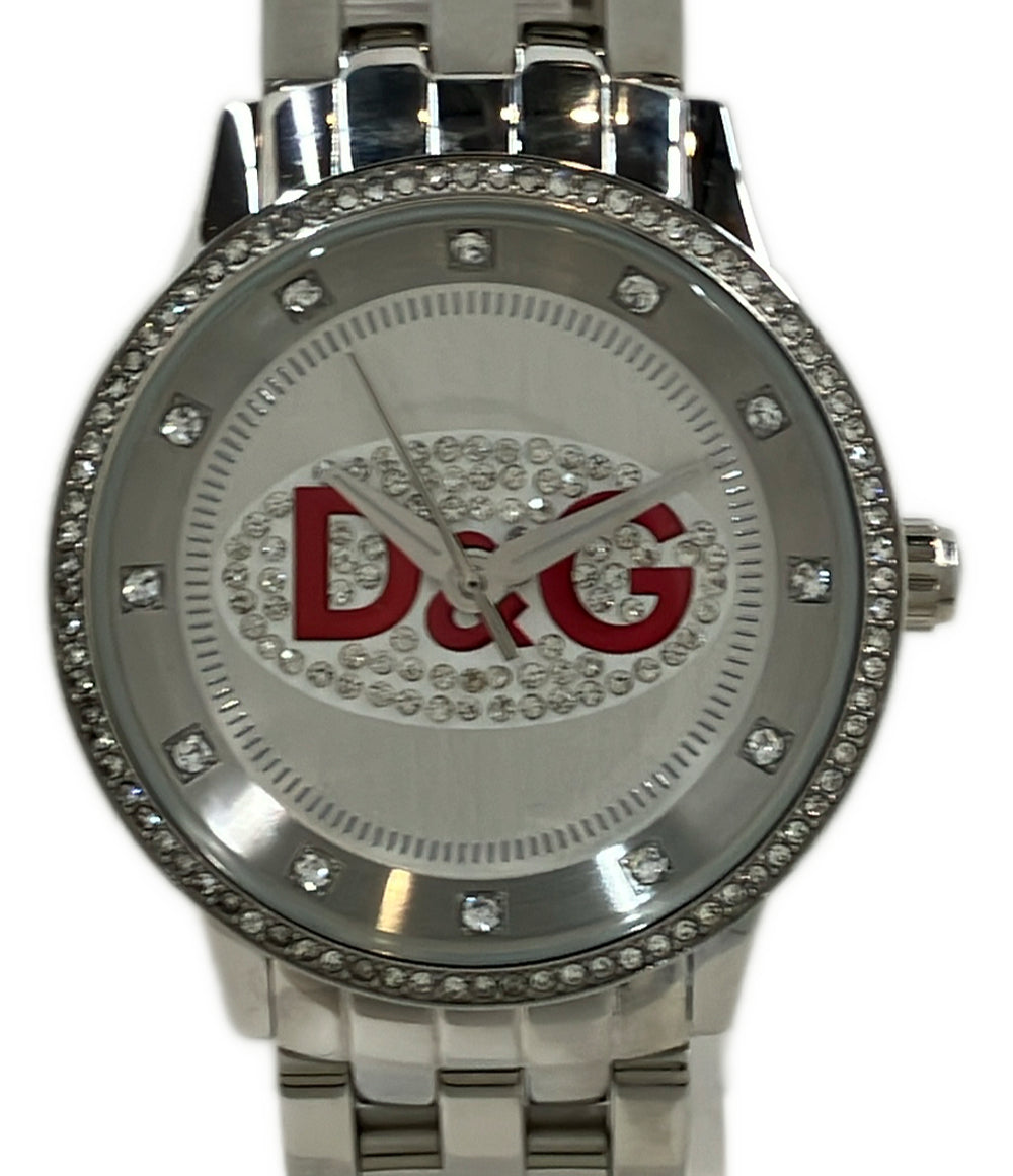 美品 D&G 腕時計 プライムタイム クオーツ シルバー DW0144 メンズ