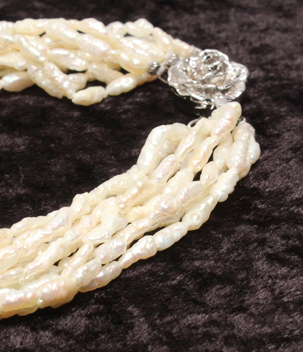 美品 10連ネックレス 10連ブレスレット 淡水パール 2点セット レディース