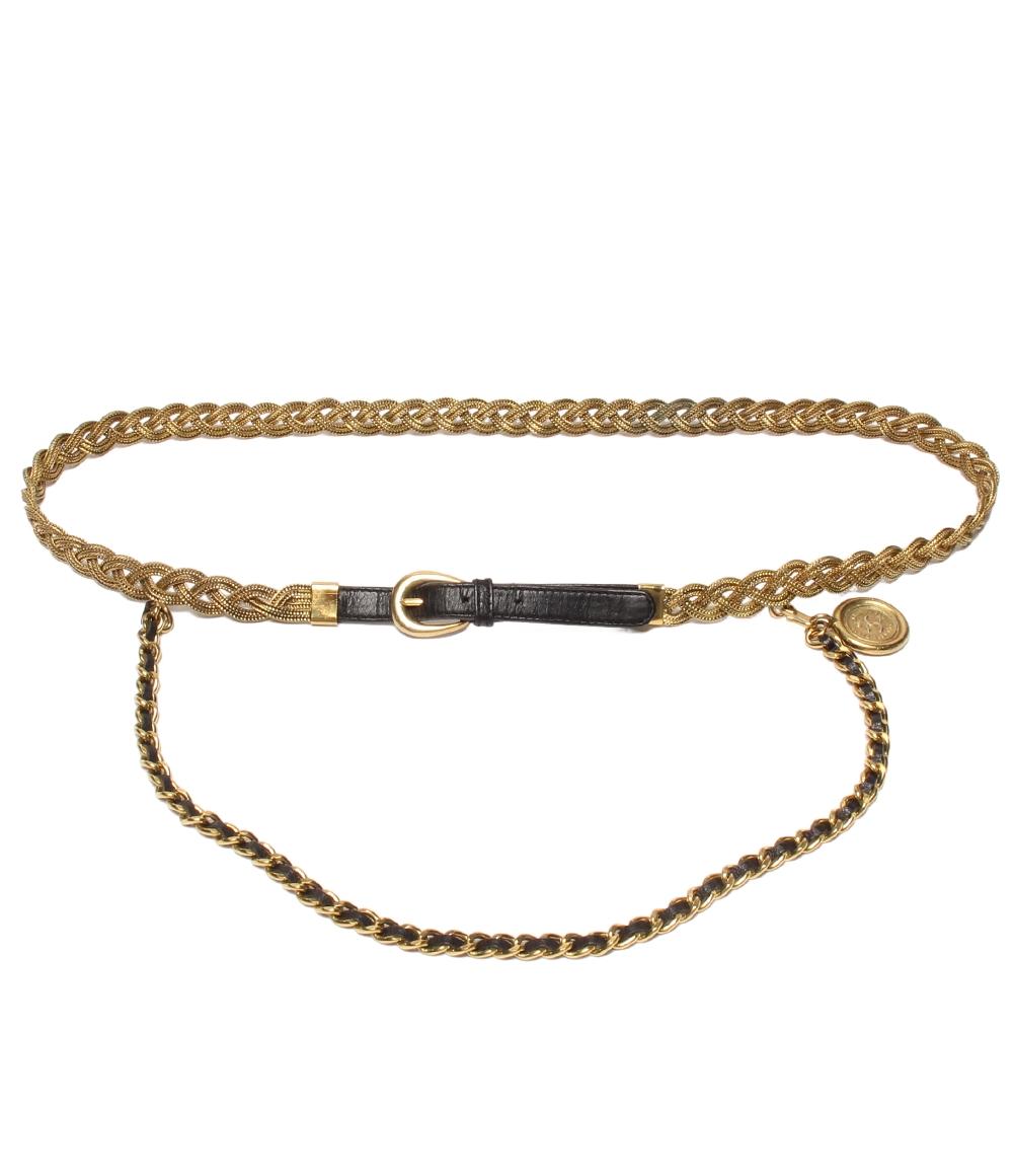 CHANEL レザー チェーンベルト COCO COIN ゴールド金具 レディース