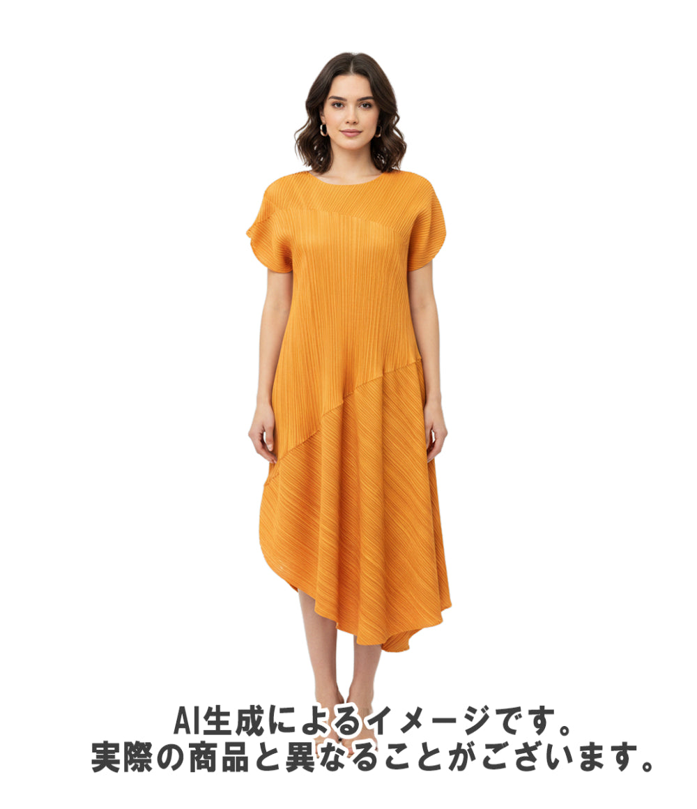 美品 PLEATS PLEASE プリーツ半袖ワンピース PP41JH5045 レディース プリーツプリーズ す