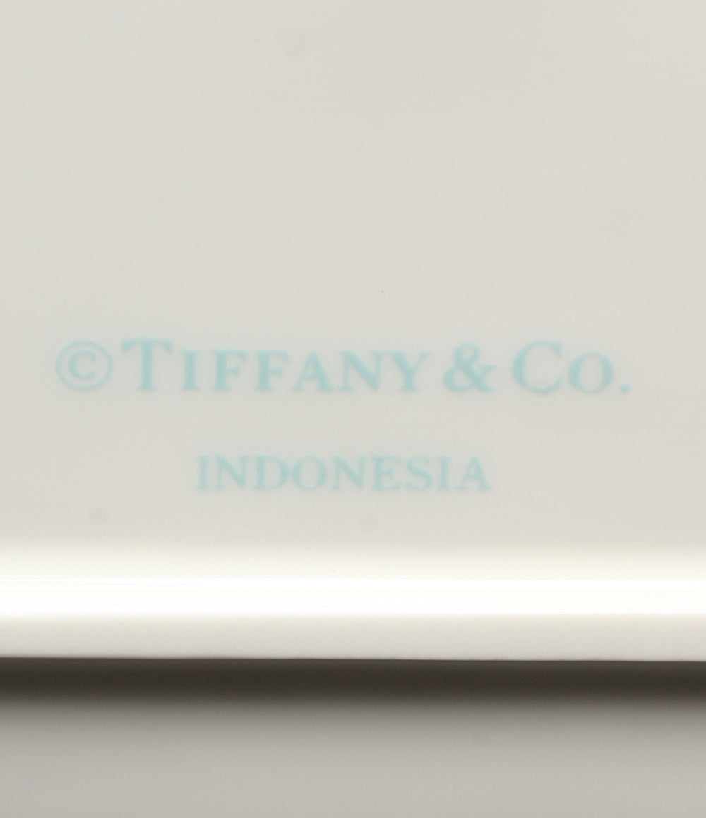 美品 Tiffany & Co. デザートプレート クスエア 皿 2点セット 14cm ブルーボウ ティファニー