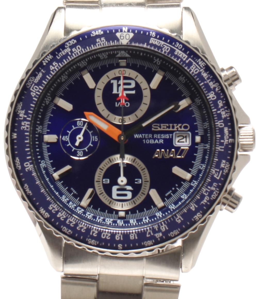 セイコー　フライトマスター　7T92-0CF0　ANAコラボ SEIKO 腕時計 ANAコラボ クオーツ ブルー 7T92-0CF0 メンズ