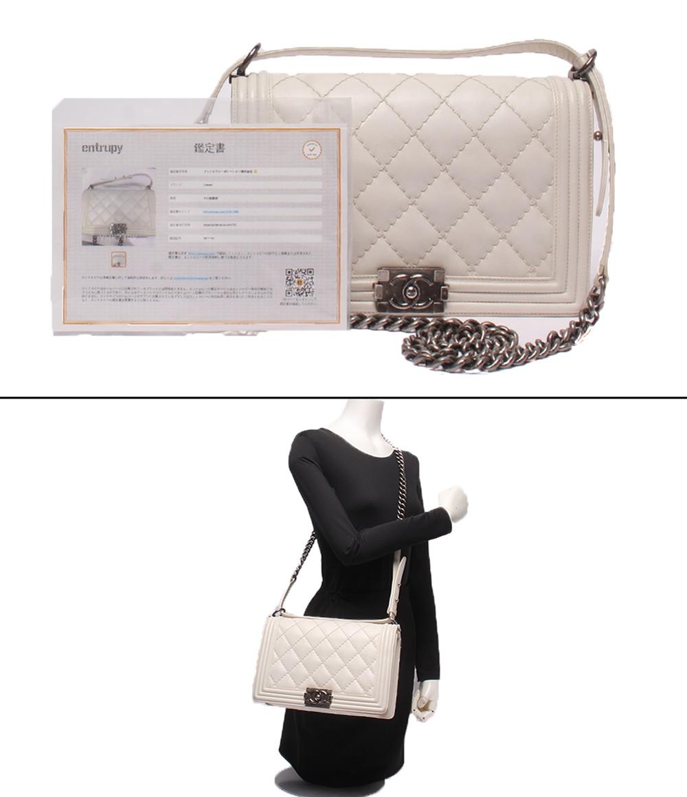 CHANEL チェーンショルダーバッグ 18番台 マトラッセ シルバー金具 ボーイシャネル レディース シャネル