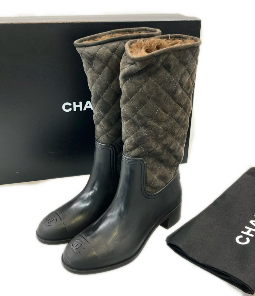 CHANEL ロングレインブーツ キルティング ココマーク レディース SIZE