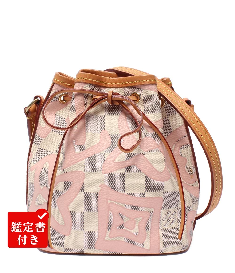 ルイヴィトン LOUIS VUITTON ショルダーバッグ ナノ ノエ ダミエアズールキャンバス ダミエアズール タヒチ ゴールド金具 白 ピンク N60052 RFID/AR2107【中古】 LOUIS VUITTON ショルダーバッグ 斜め掛け ナノ ノエ ダミエ アズール