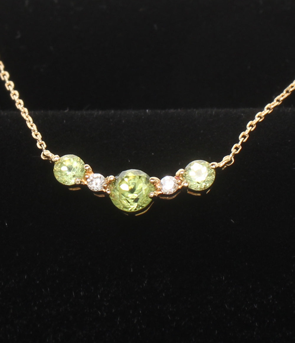 美品 STAR JEWELRY ネックレス K18 ペリドット ダイヤ 0.02ct レディース スタージュエリー