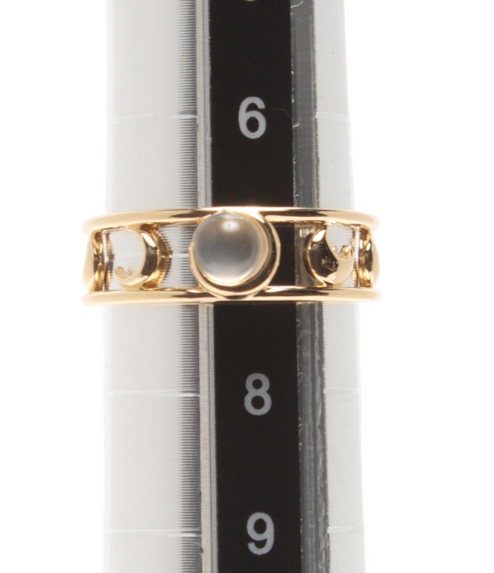 美品 スタージュエリー リング 指輪 K18 ムーンストーン 月モチーフ レディース SIZE 7号 STAR JEWELRY