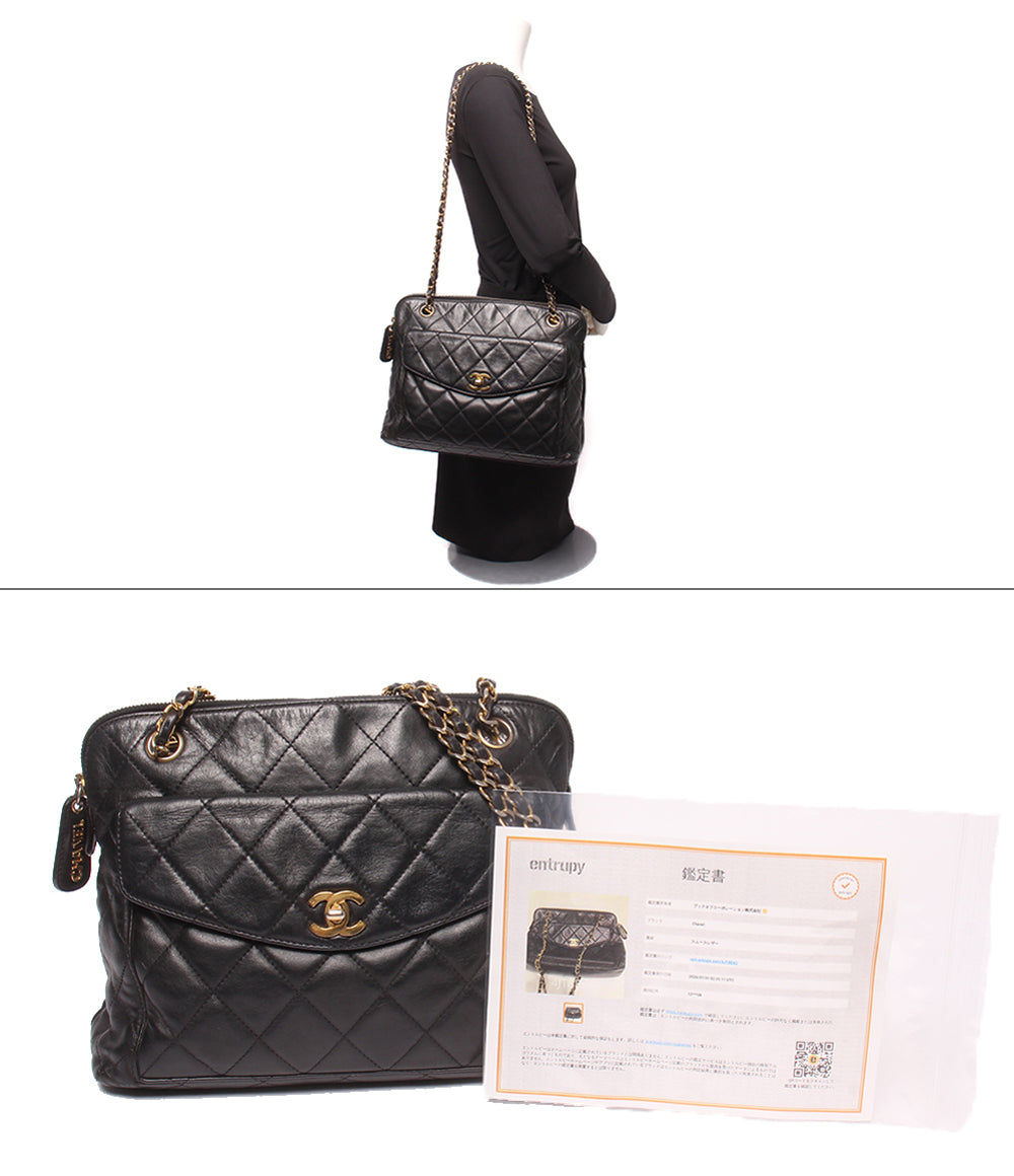CHANEL チェーンショルダーバッグ 肩掛け ゴールド金具 1番台 マトラッセ レディース シャネル