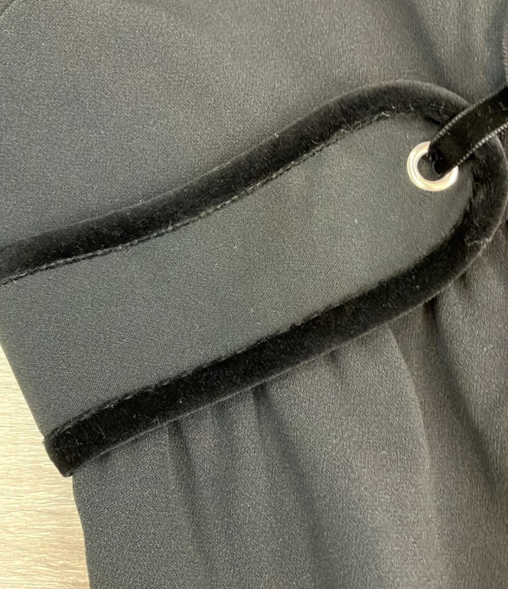RED VALENTINO 長袖ワンピース 23AW Black Velvet Trimmed Crepe Mini Dress QROVA7M042P レディース SIZE 40 (M) レッドヴァレンティノ
