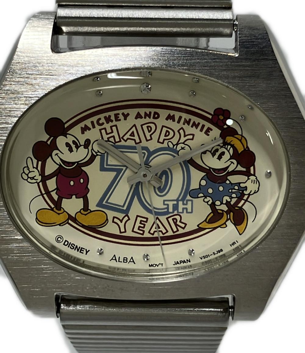 美品 ALBA 腕時計 ミッキー&ミニー 70周年 クオーツ V501-5E70 レディース メンズ アルバ