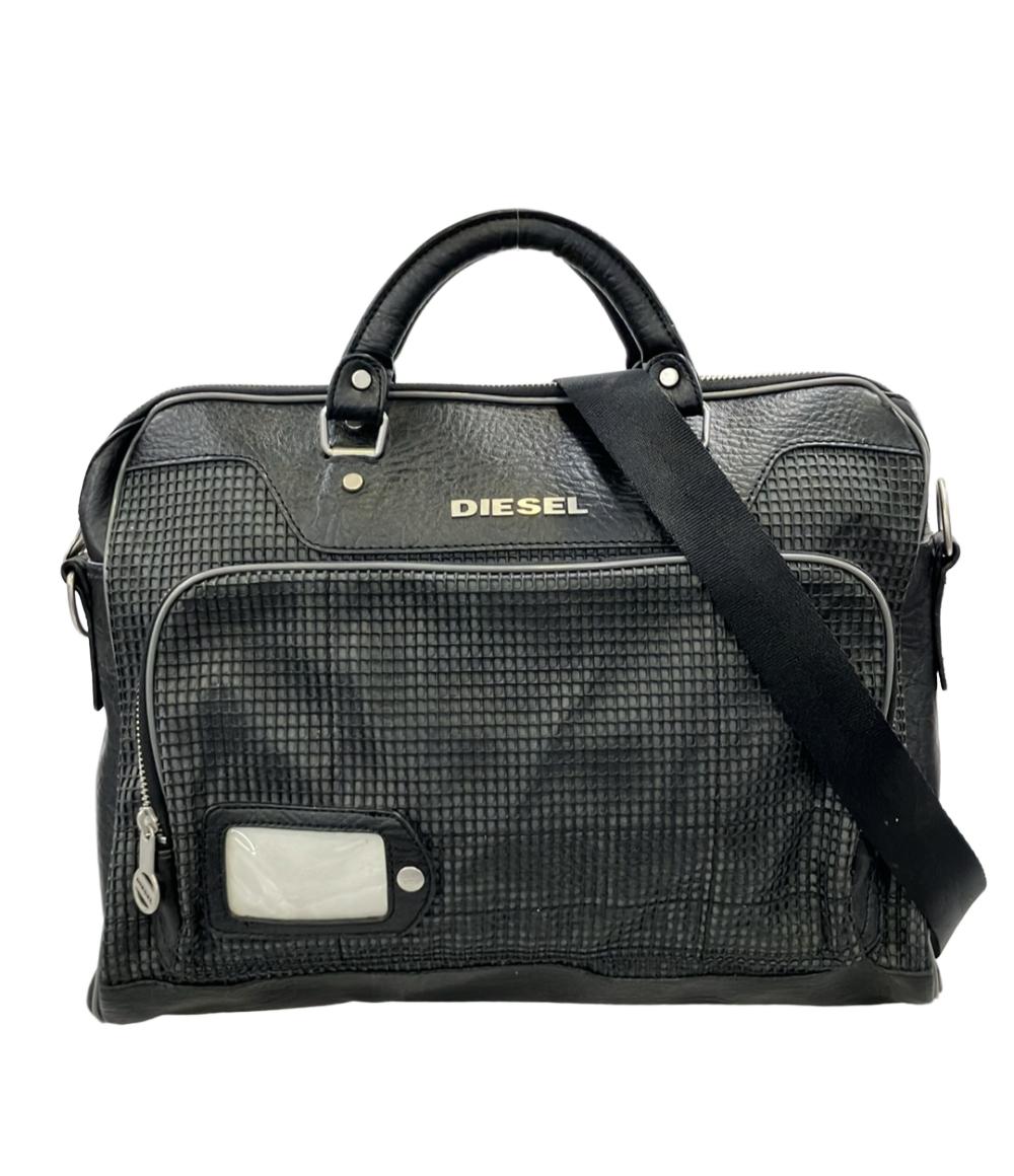 DIESEL ビジネスバッグ レザー メッシュ 2way ブラック 大容量 DIESEL 2WAY ビジネスバッグ ブリーフケース ショルダーバッグ 斜め