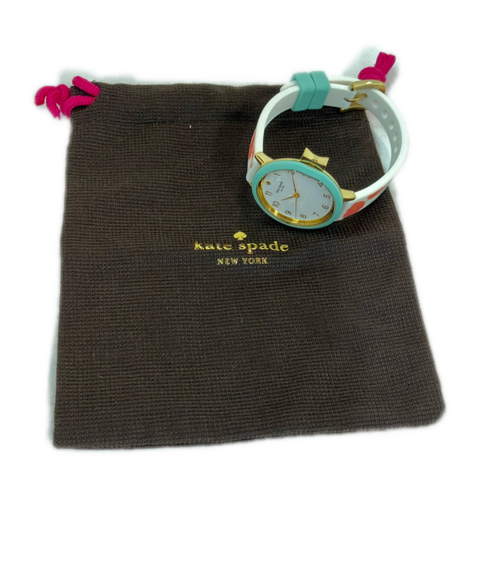 美品 Kate Spade 腕時計 クオーツ ホワイト KSW1418 レディース ケイトスペード