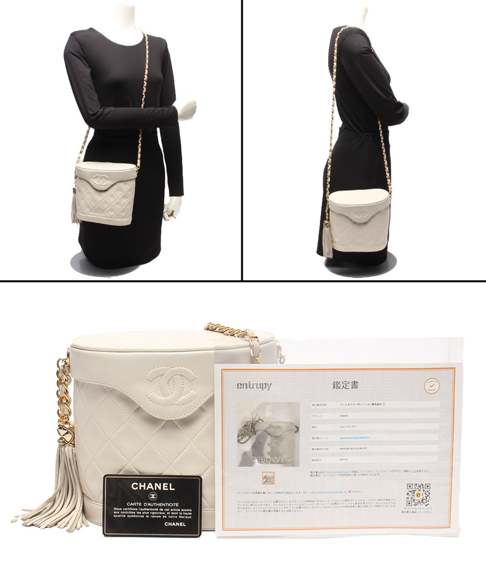 CHANEL チェーンショルダーバッグ バニティケース ゴールド金具 マトラッセ シングルチェーン ラムスキン 1番台 レディース シャネル