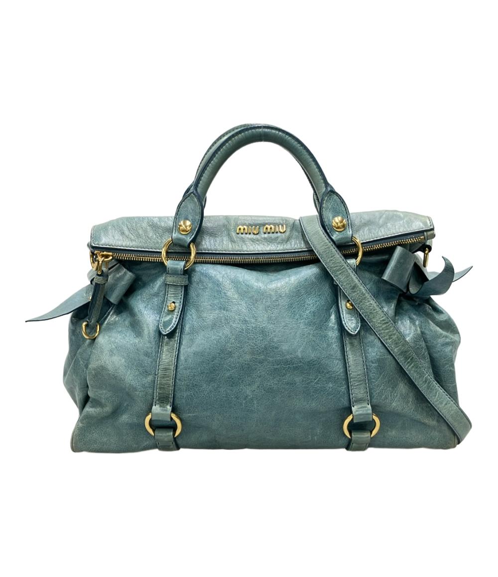 希少 MIUMIU ミュウミュウ 2way ミニハンドバッグ エメラルドグリーン miumiu ミュウミュウ 2way ハンドバッグ