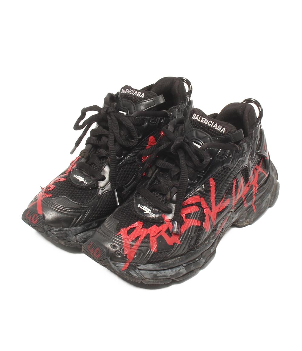 BALENCIAGA ローカットスニーカー Runner Sneaker Graffiti Black Red