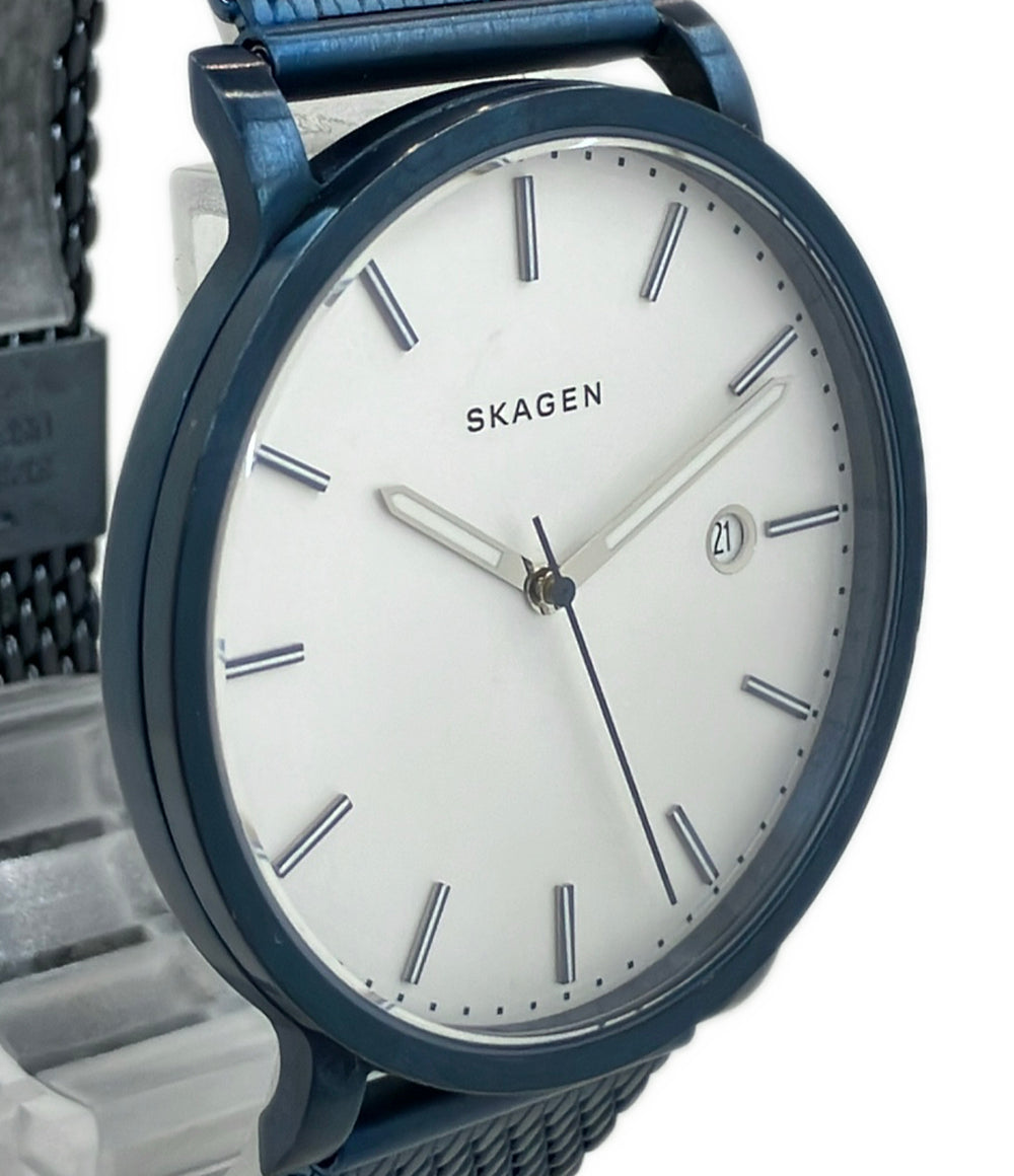 美品 SKAGEN 腕時計 クオーツ ホワイト SKW6326 メンズ スカーゲン