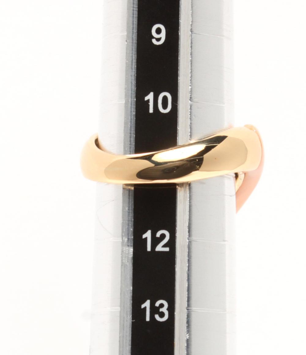 美品 リング 指輪 K18 ダイヤ 0.23ct コーラル サンゴ レディース SIZE 11号