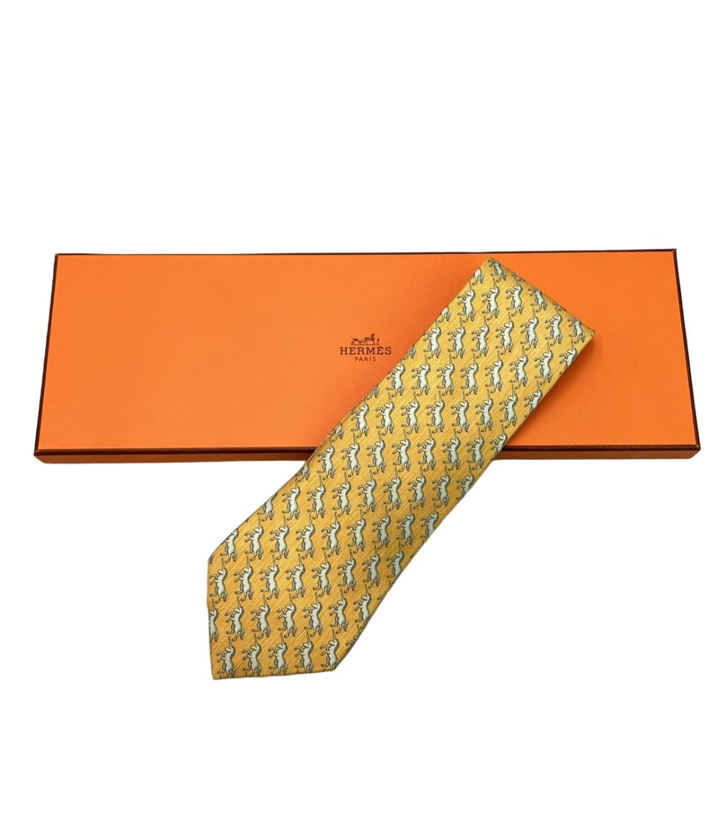 HERMES ネクタイ シルク100% メンズ エルメス