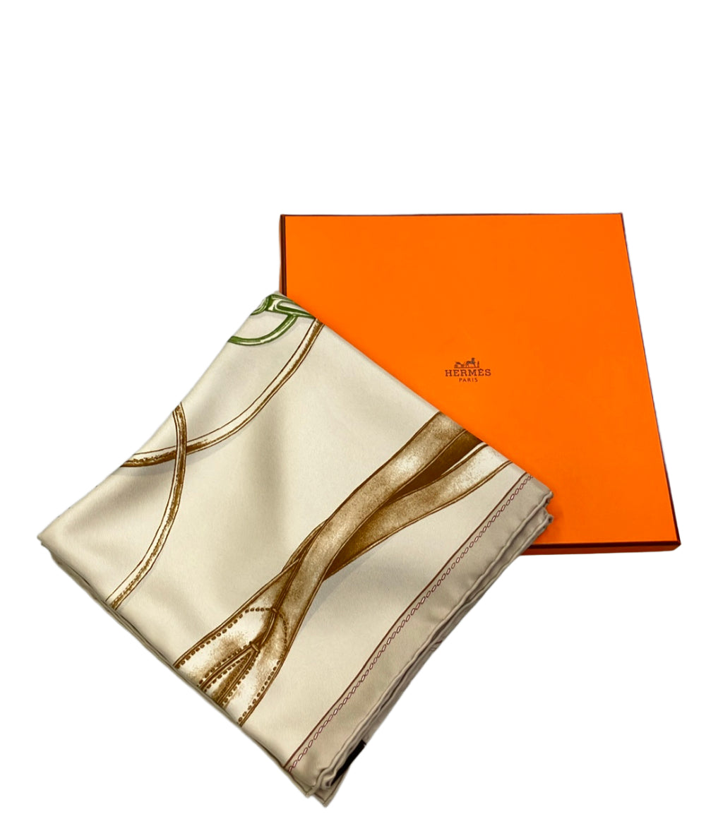 美品 HERMES スカーフ カレ90 シルク 100% Projets Carres au Crayon レディース エルメス