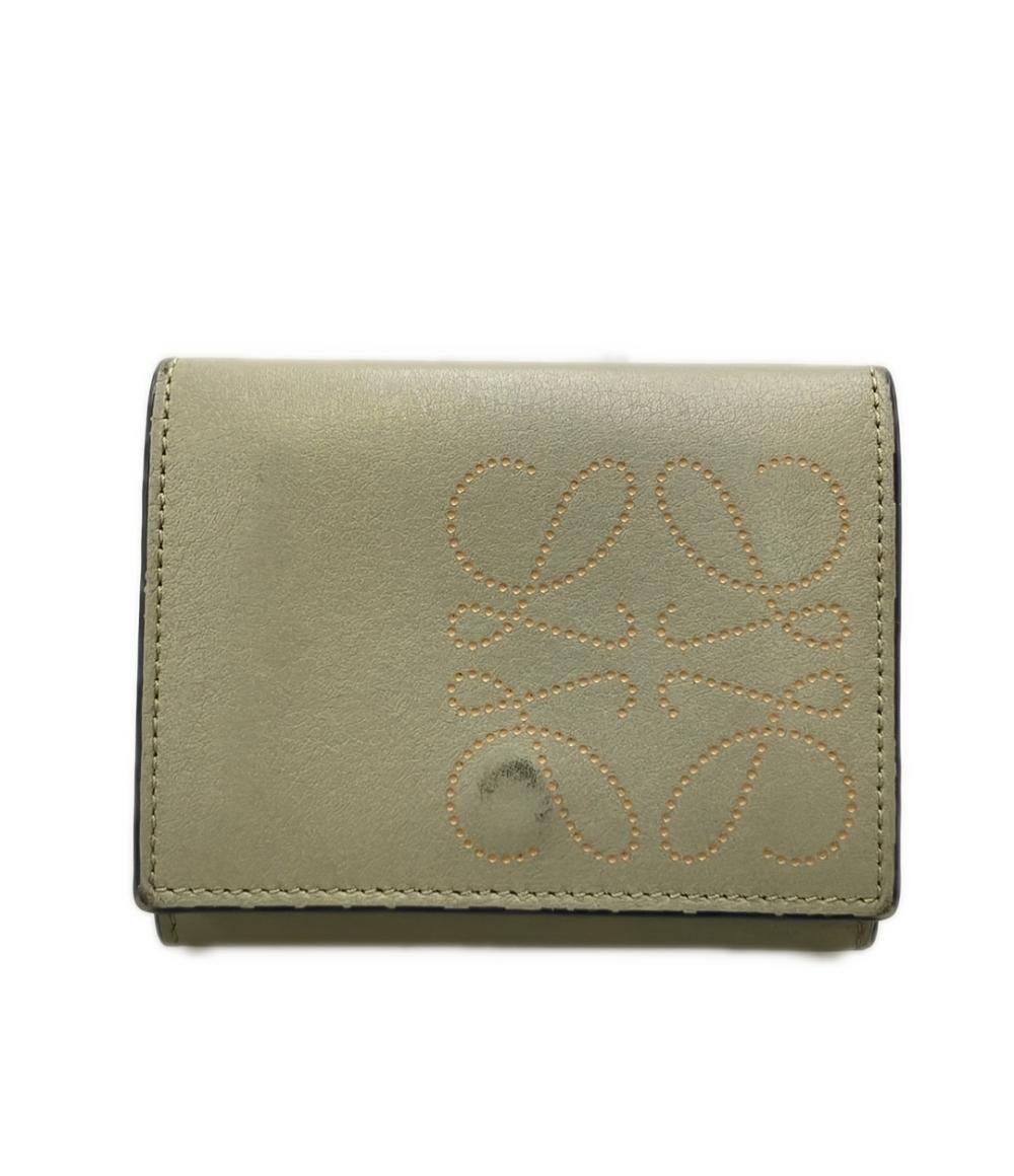 【極美品】LOEWE 三つ折り財布　アナグラム　トライフォールド　ベージュ系 LOEWE（ロエベ） 三つ折り財布 TRIFOLD トライフォールド C660TR2X01