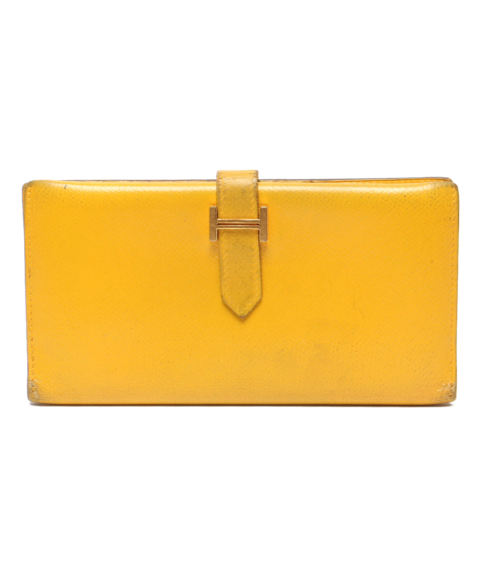 Hermès  エルメス　べアン　長財布　イエロー　中古 HERMES 長財布 □G刻印 ゴールド金具 ベアン レディース エルメス