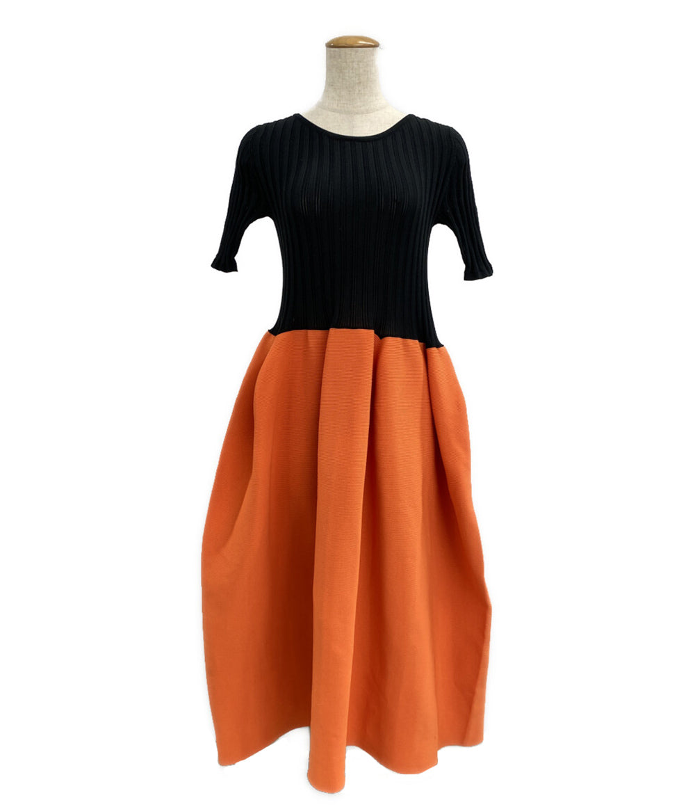 CFCL シーエフシーエル 半袖ワンピース ブラック オレンジ レディース