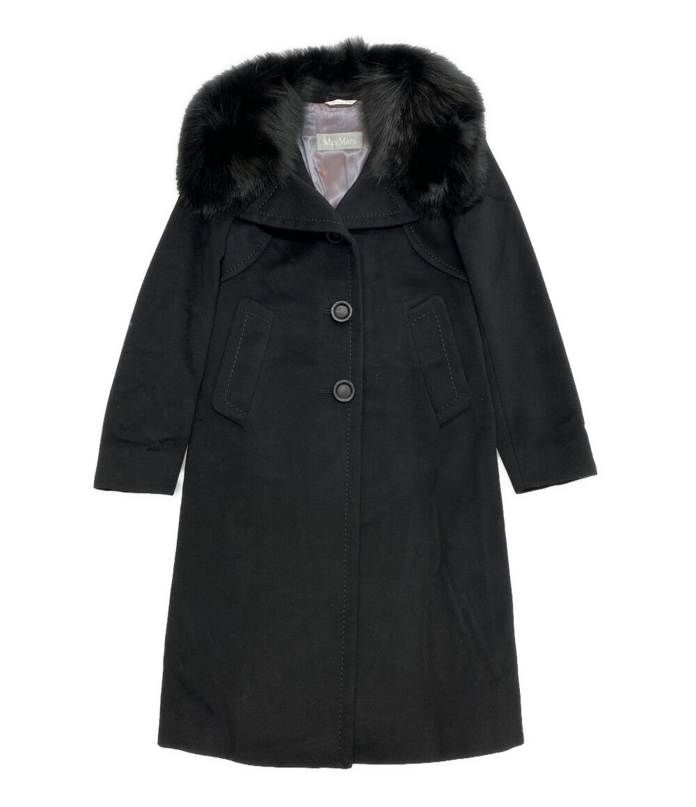 超美品 MAXMARA マックスマーラ ウール チェスターコート マックスマーラ チェスターコート ブラック 73136 レディース SIZE 38