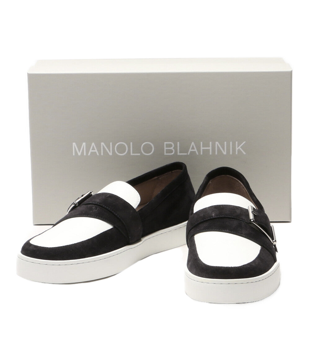 MANOLO BLAHNIK ローファー OLIVER ブラック×ホワイト メンズ SIZE 8