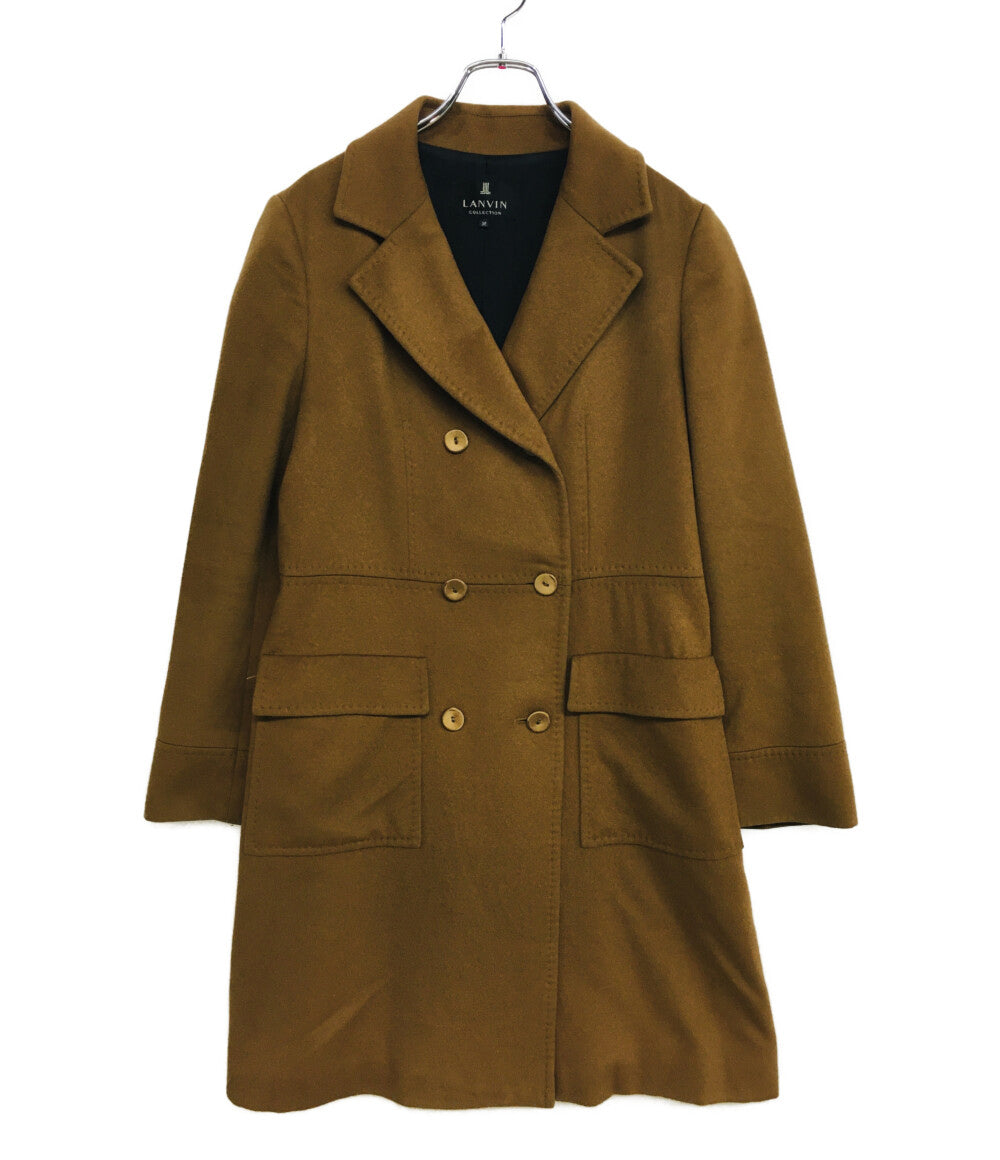 LANVIN PARIS　ランバンウール　カシミア100%　ロングコート　茶 パイピングウールコート[品番：LAVW0007326]｜LANVIN COLLECTION