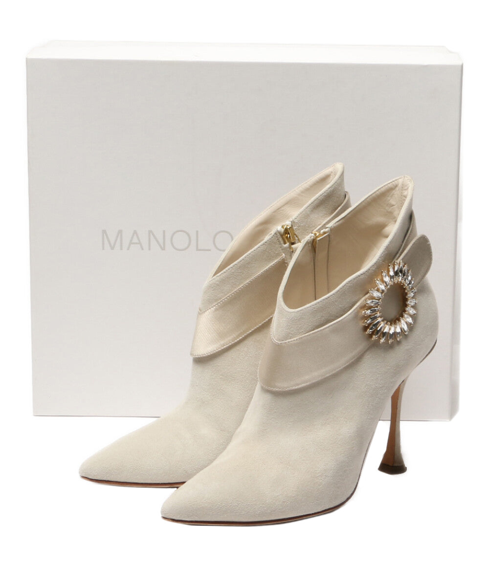 a*o様 【美品】manolo blahnik マノロブラニク ビジュー ブーツ MANOLO BLAHNIK ビジューショートブーツ レディース SIZE 39 マノロ