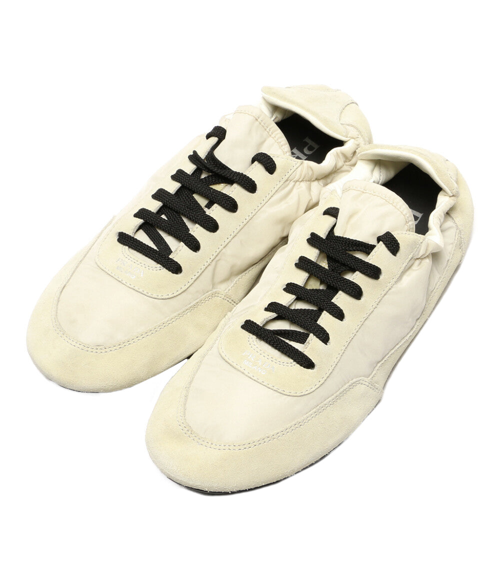 PRADA コラプス Re-Nylon xスエード スニーカー アイボリー 1E959N