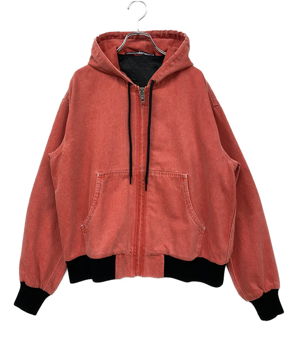 ALEXANDER WANG パーカー デニムジップアップフーディ レッド