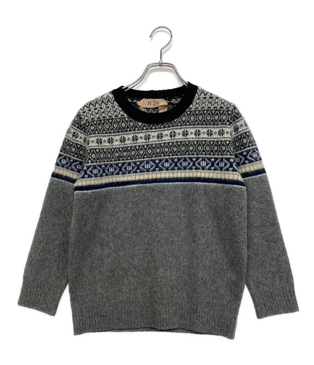 N°21 長袖ニット グレー ノルディック柄 レディース SIZE 40 ヌメロ