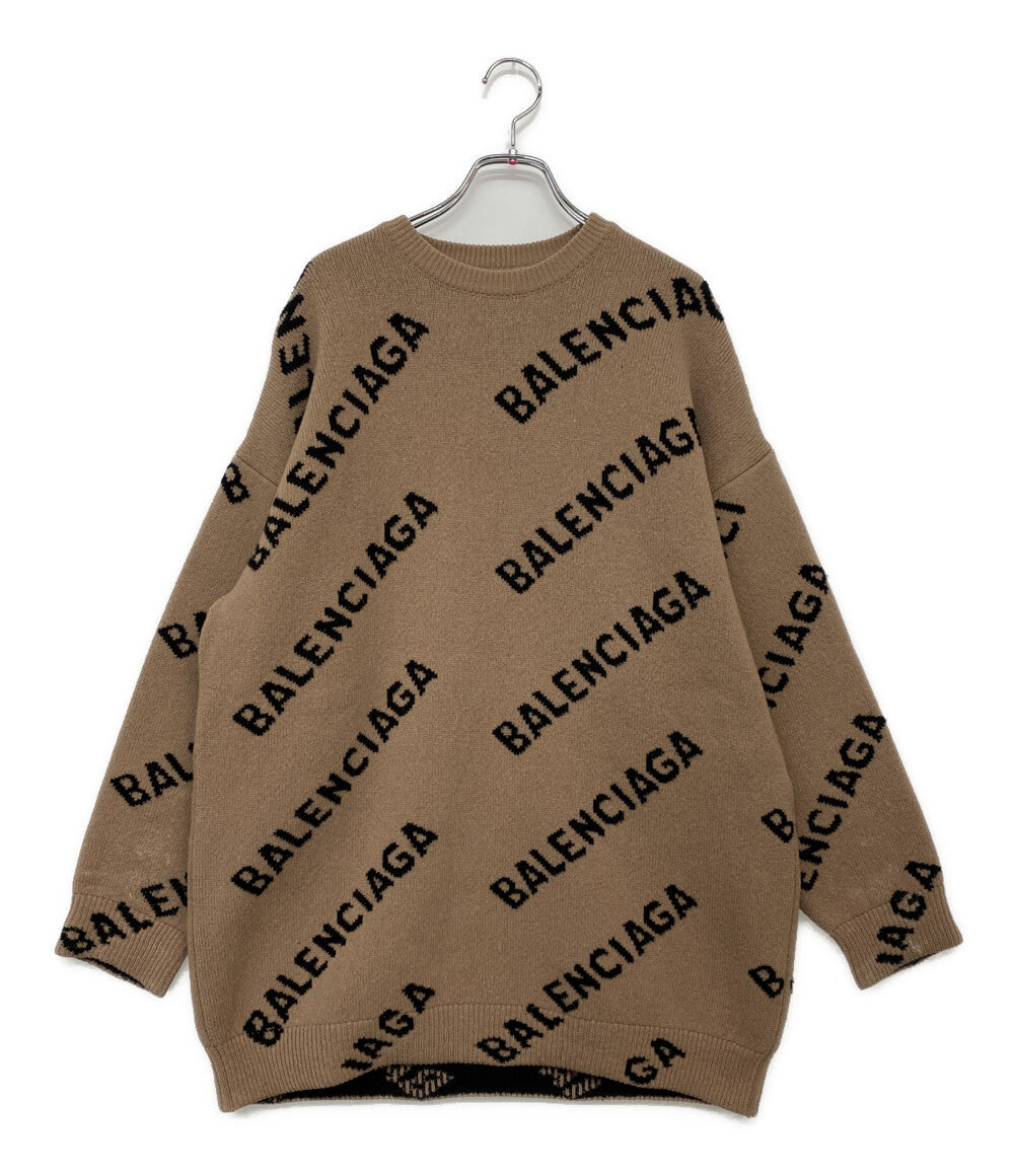 BALENCIAGA 長袖ニット 620983 ロゴ ブラウン メンズ SIZE L