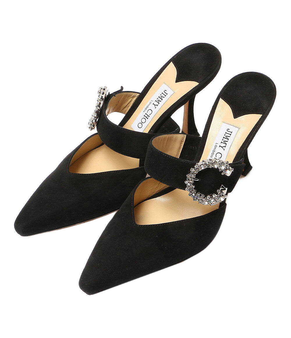JIMMY CHOO MARTA ビジュー付ミュール ベロアブラック JIMMY CHOO MARTA ビジュー付ミュール ベロアブラック
