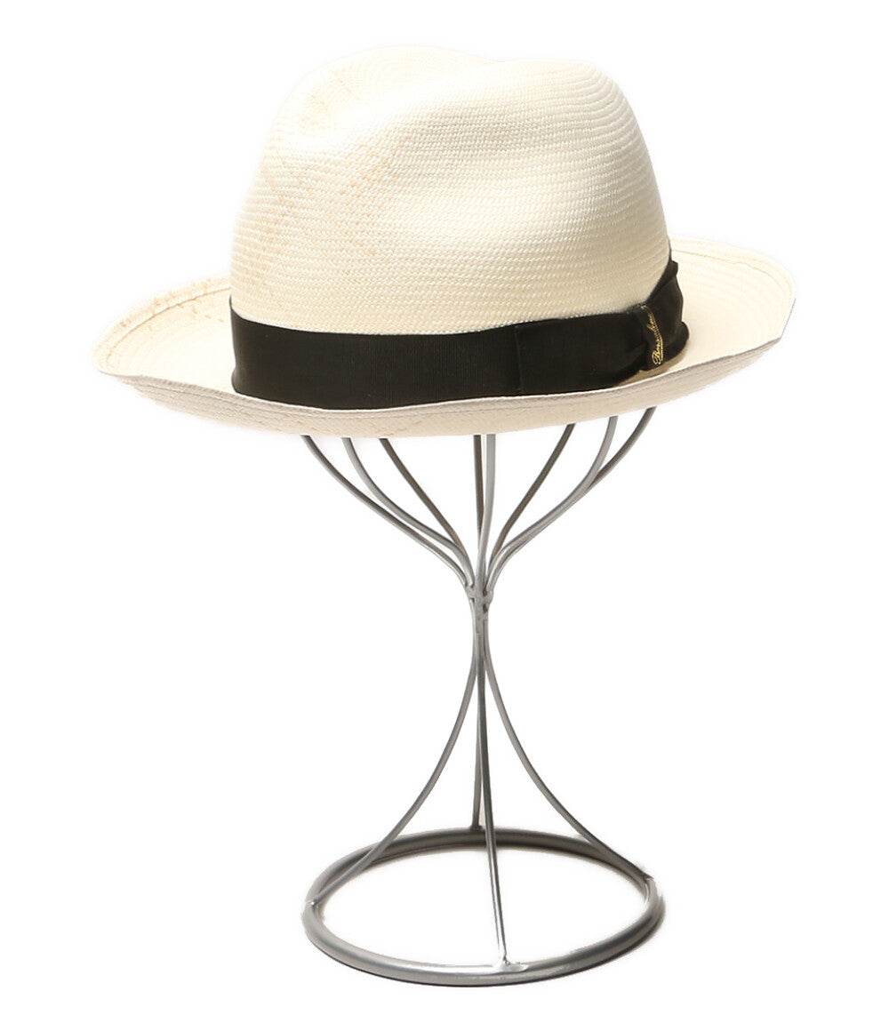 美品 Borsalino ストローハット(麦わら帽子) リボン 140338 メンズ