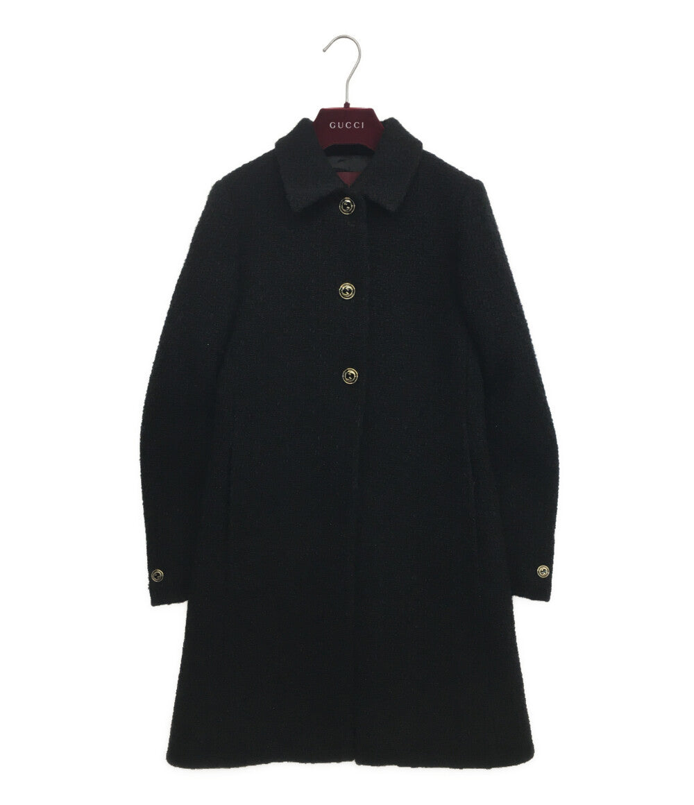 グッチ 美品 コート ツイード ブラック レディース SIZE 36 GUCCI