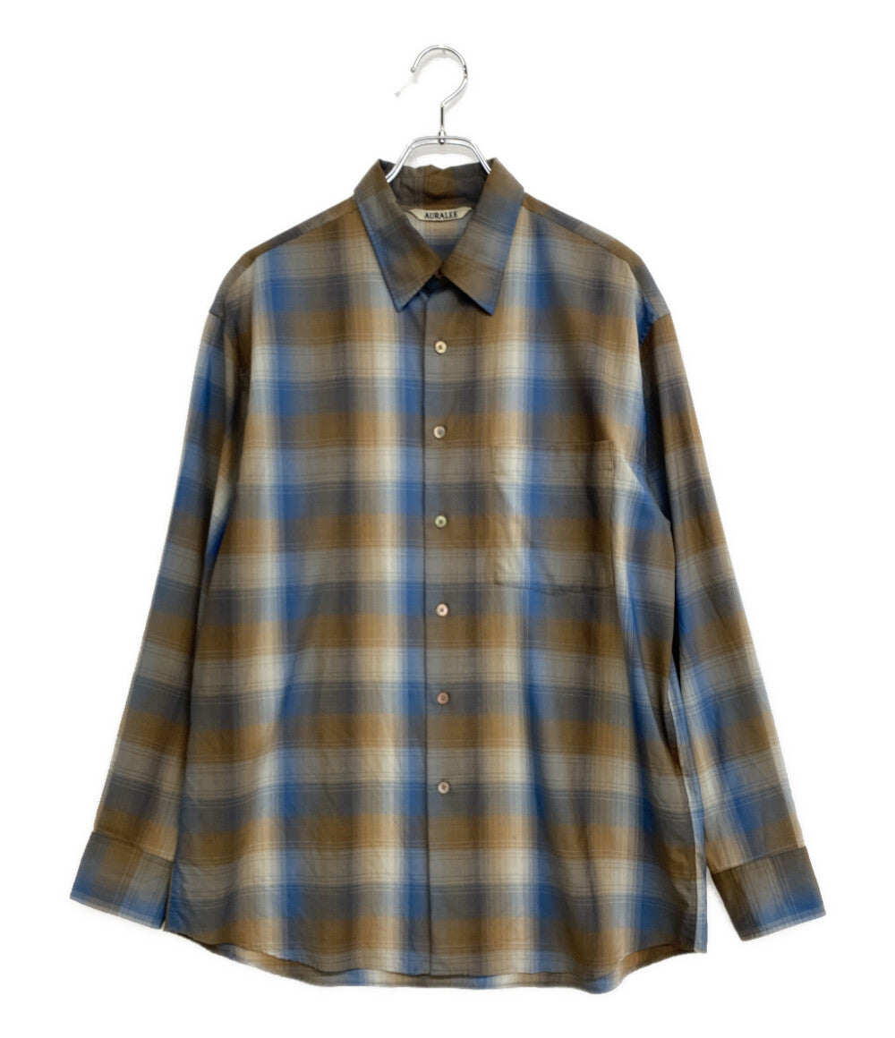 AURALEE チェックシャツ サイズ4 人気カラー 即完モデル AURALEE 長袖シャツ super light wool check shirt メンズ SIZE 4