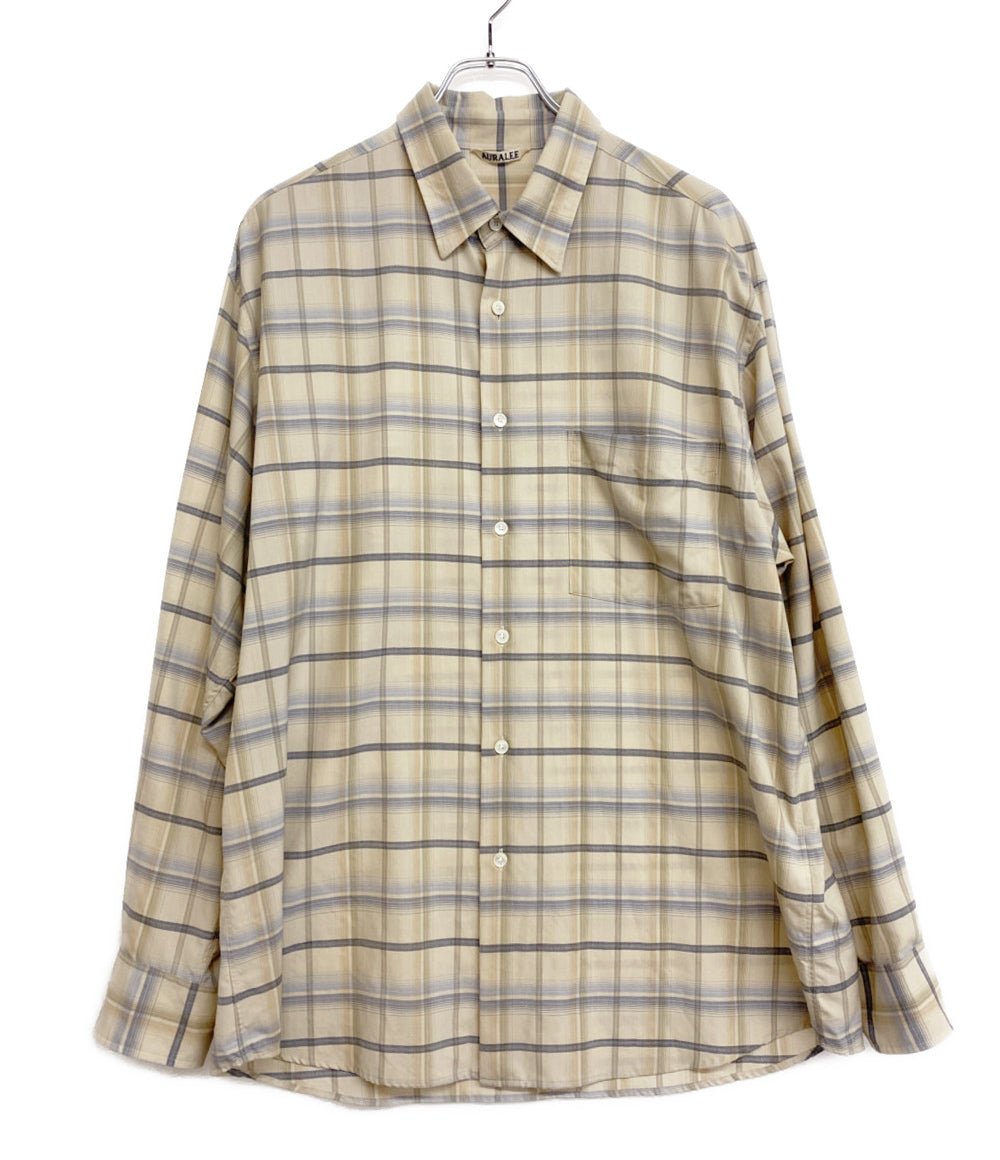 オーラリー AURALEE 長袖チェックシャツ AURALEE 長袖シャツ SUPER LIGHT WOOL CHECK SHIRT 24SS メンズ SIZE 4