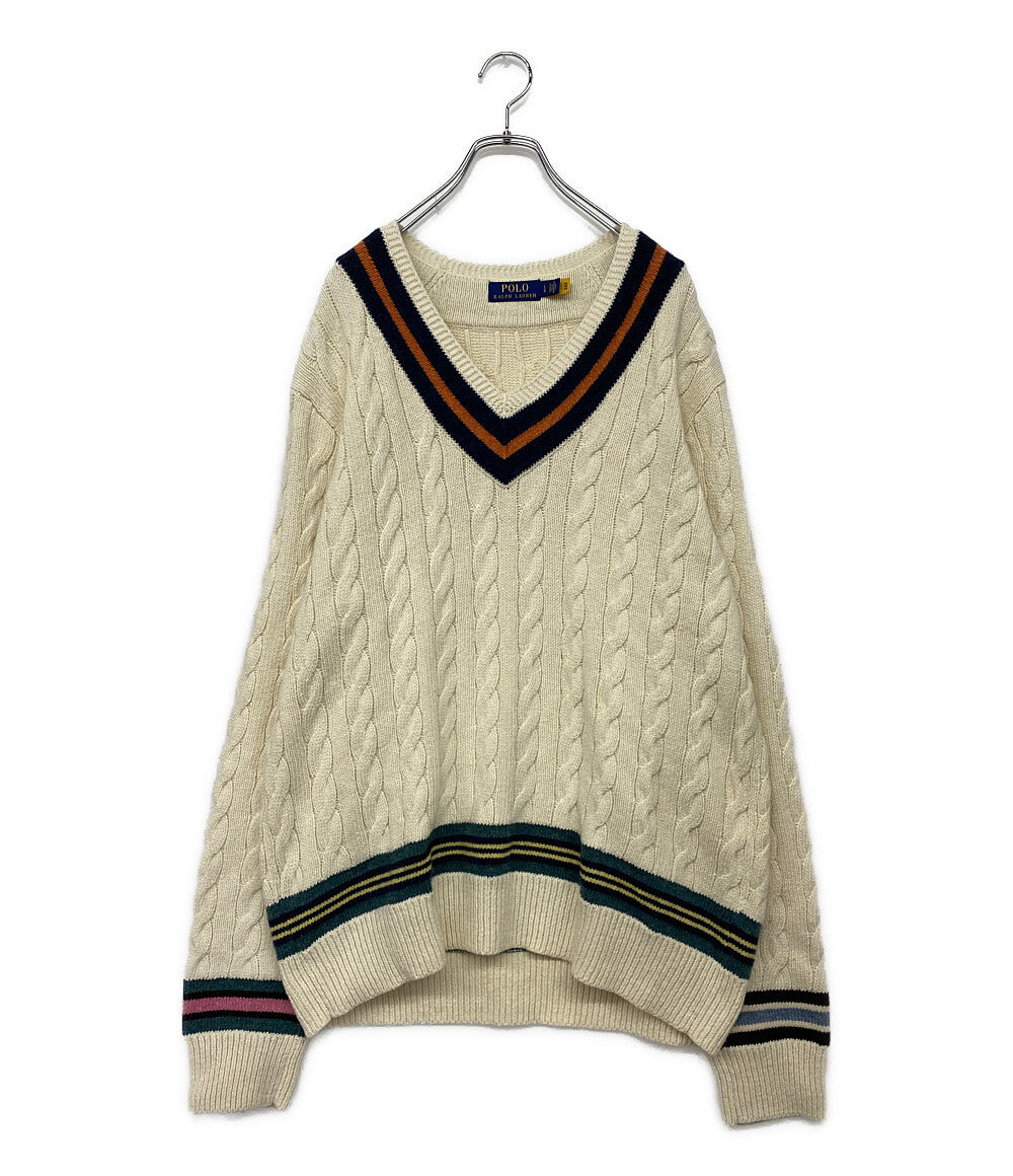POLO RALPH LAUREN チルデンセーター ライン ナチュラル コットン