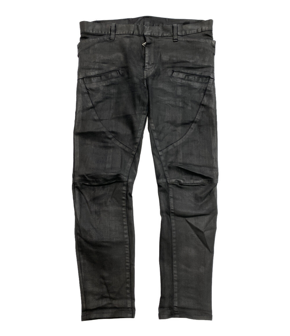 BALMAIN パンツ コーティング ブラック T548 B363 メンズ SIZE 32
