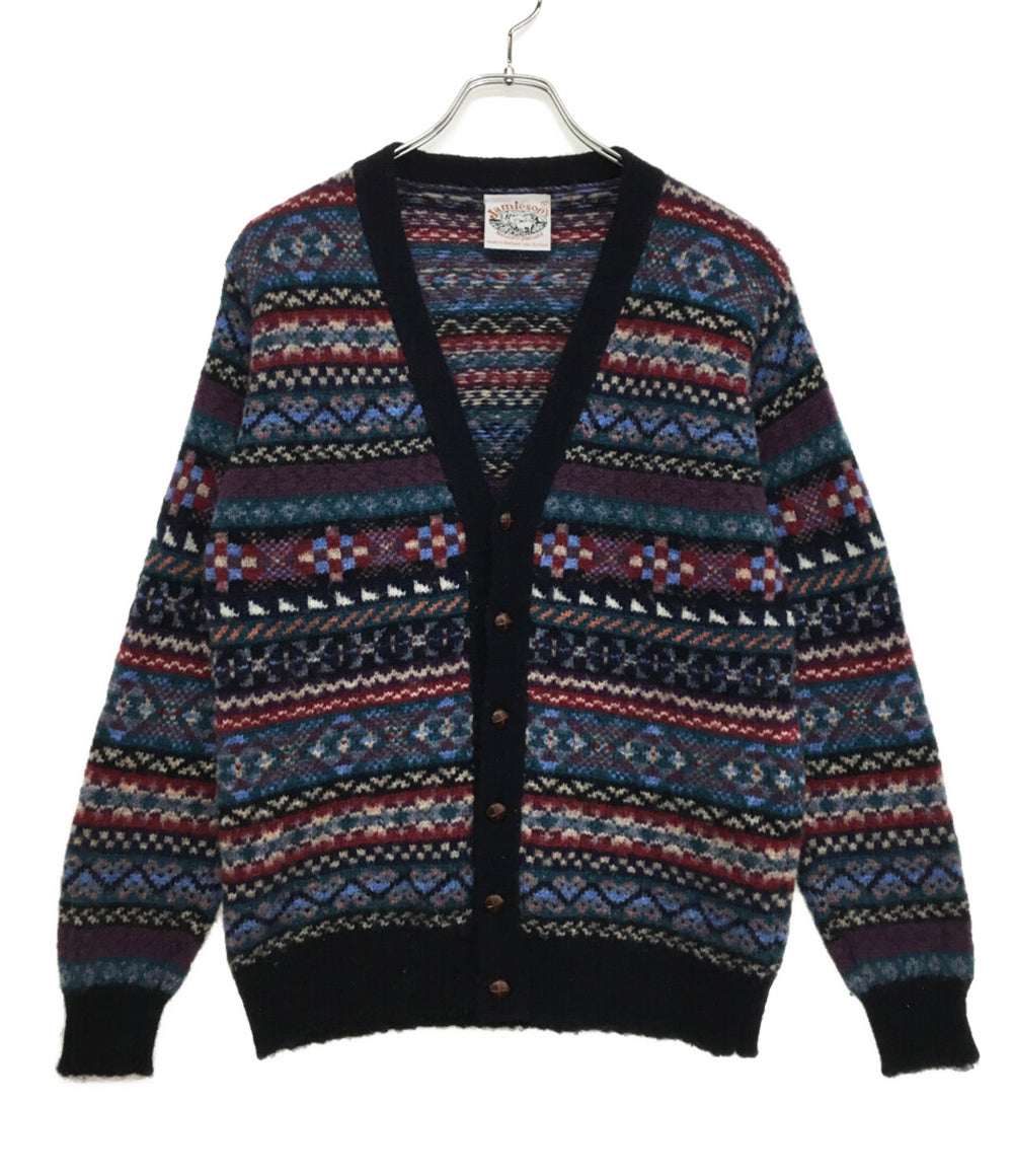 ♦美品♦ジャミーソンズ カーディガン シェトランドウール フェアアイル柄 L jamieson's ジャミーソンズカーディガン フェアアイル柄 ウール メンズ