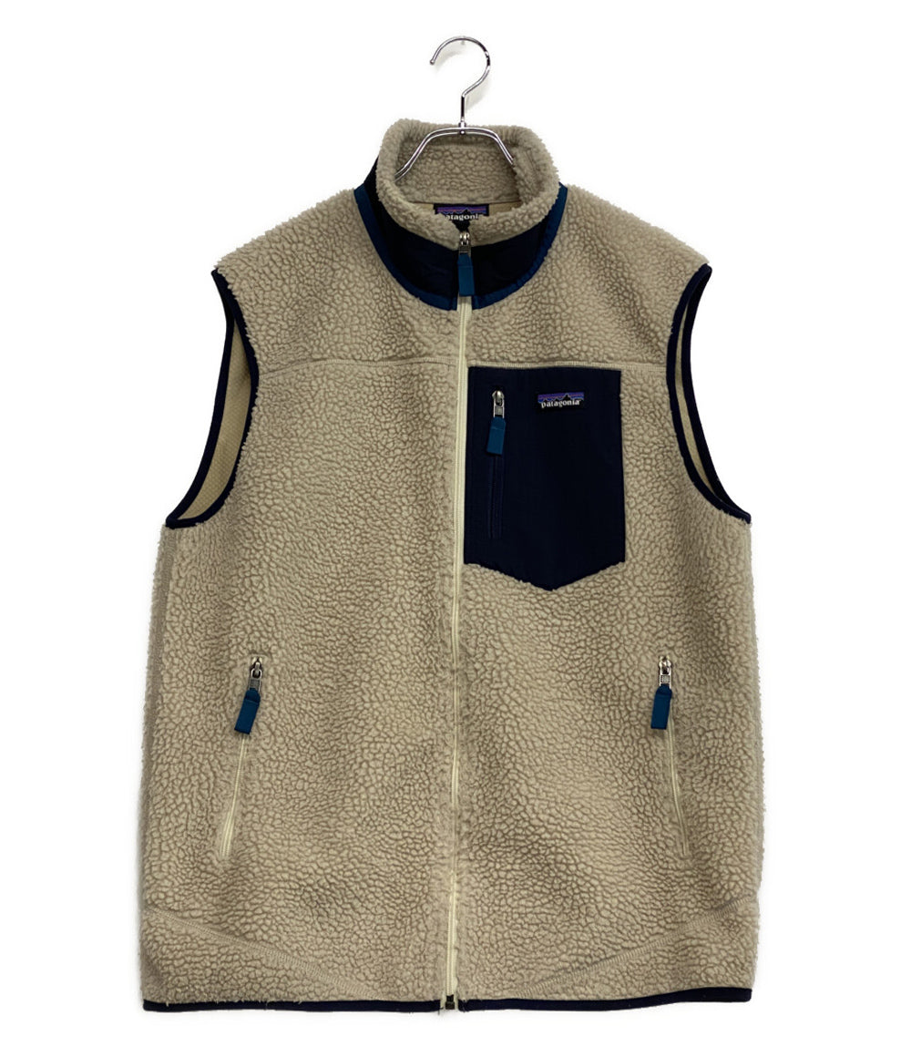 ち*す様 patagonia フリースベスト M クリーム色/オリーブ色 フリース 